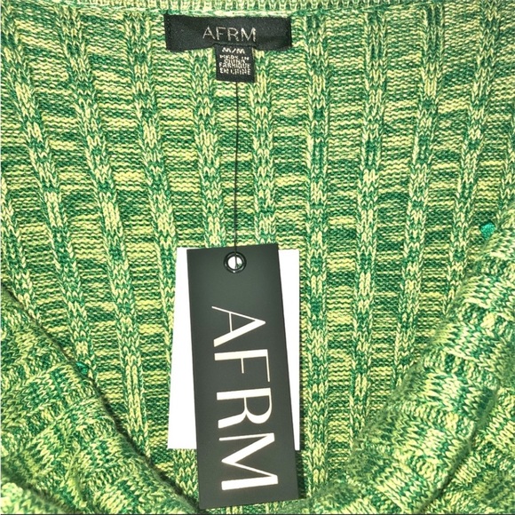 AFRM Green &Yellow Marled Long Sleeves Off Shoulder Bodysuit Sweater Size Medium - Picture 15 of 16
